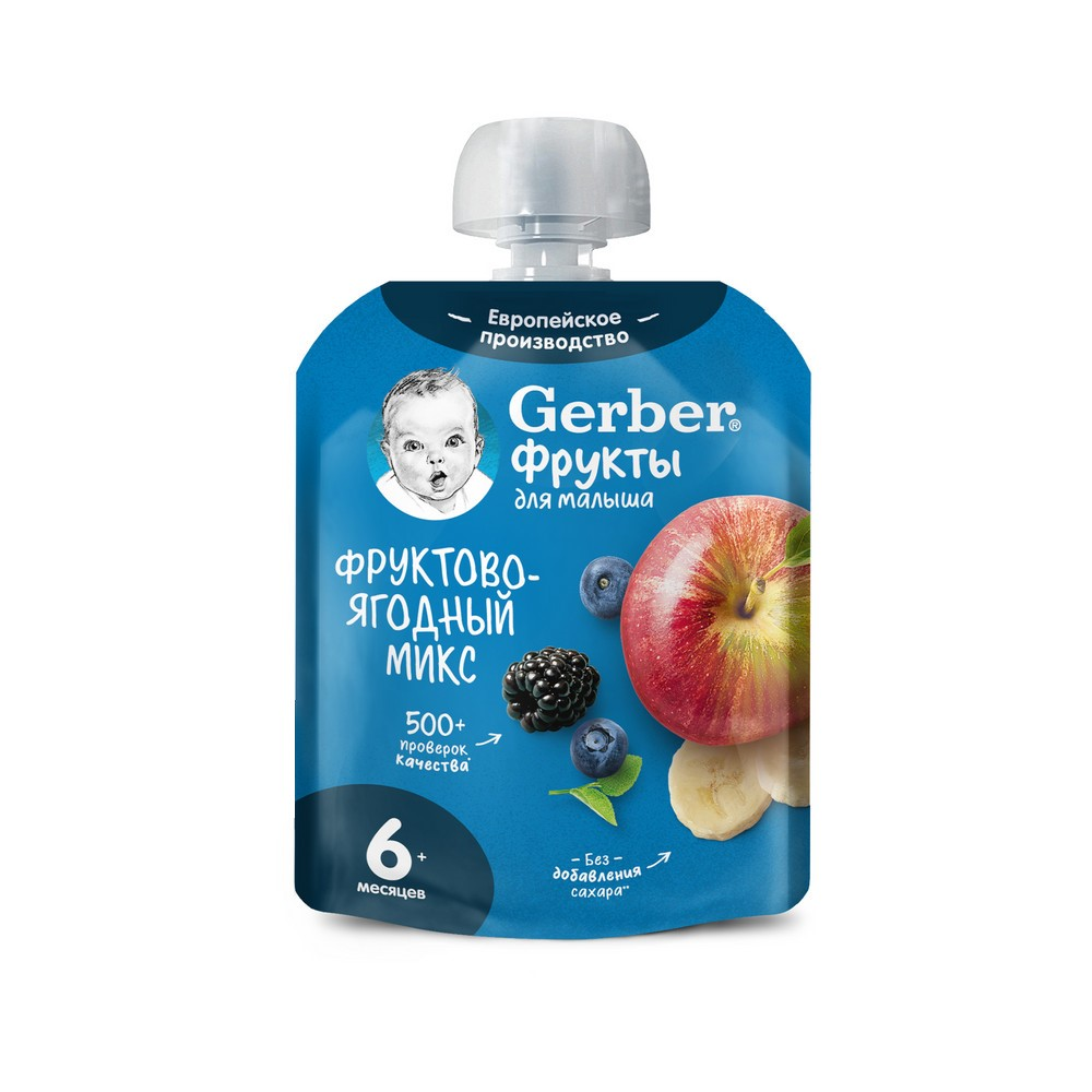 Пюре фруктово-ягодное GERBER Фруктово-ягодный микс, с 6 месяцев, 90г