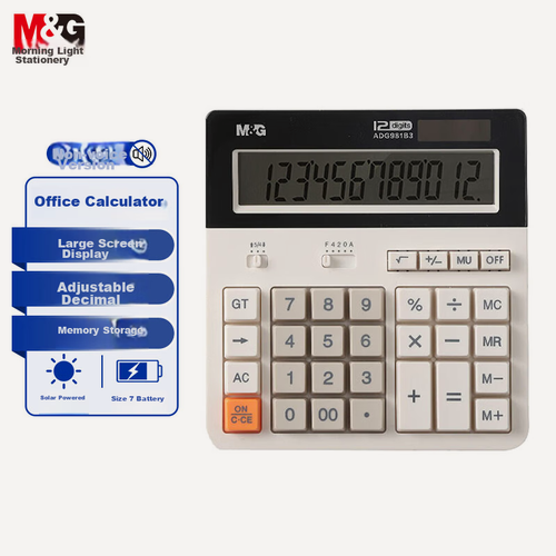 Изображение товара M&G Stationery Calculator, Computer Keyboard Desktop Office Calculator, Office Supplies 12-Digit Large Screen Calculator, White Single Pack ADG981B3I