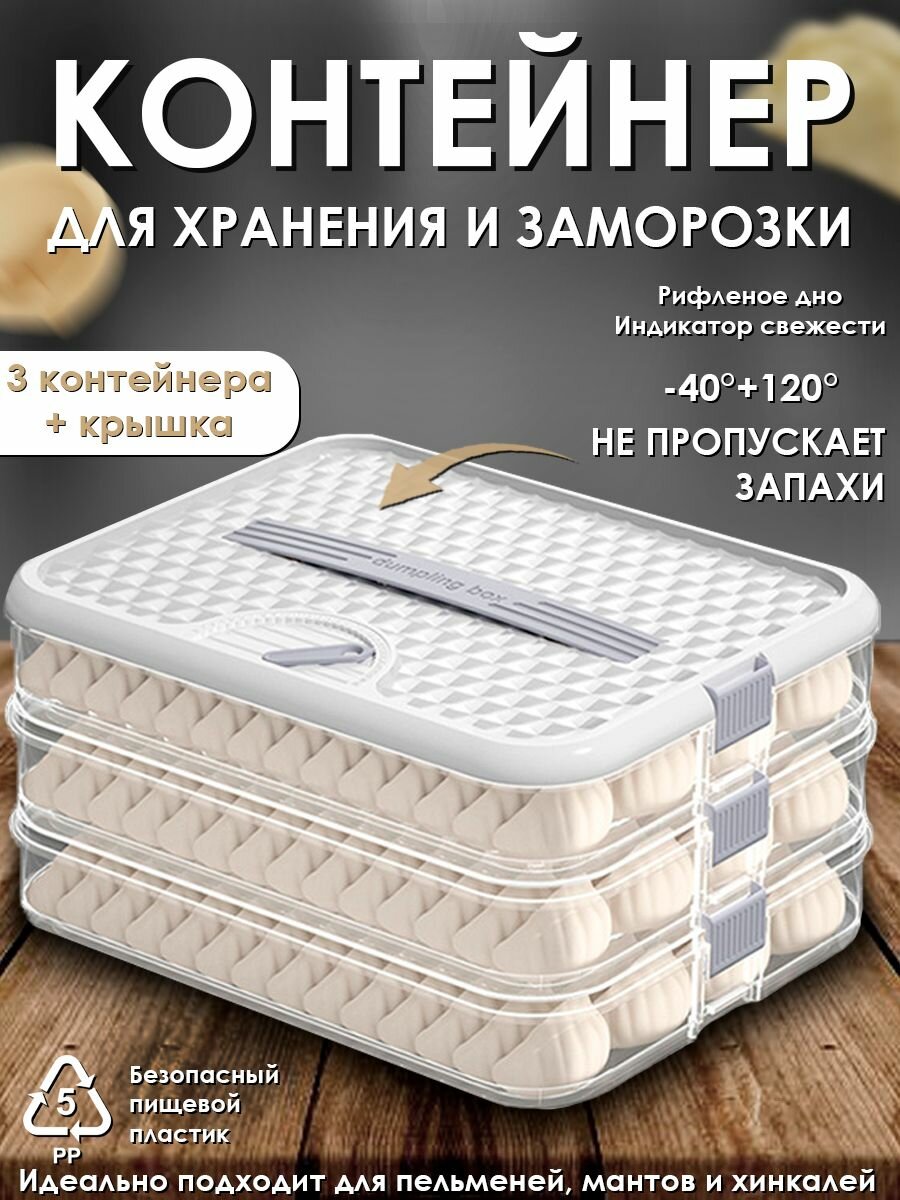 Контейнер для заморозки и хранения Pelmen-Box пластик 30 см x 23 см x 115 см