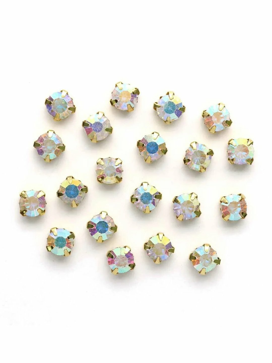 Стразы круглые в оправе, цапах, пришивные, для одежды, украшений, Хамелеон, SS30, 5 мм, 100 шт
