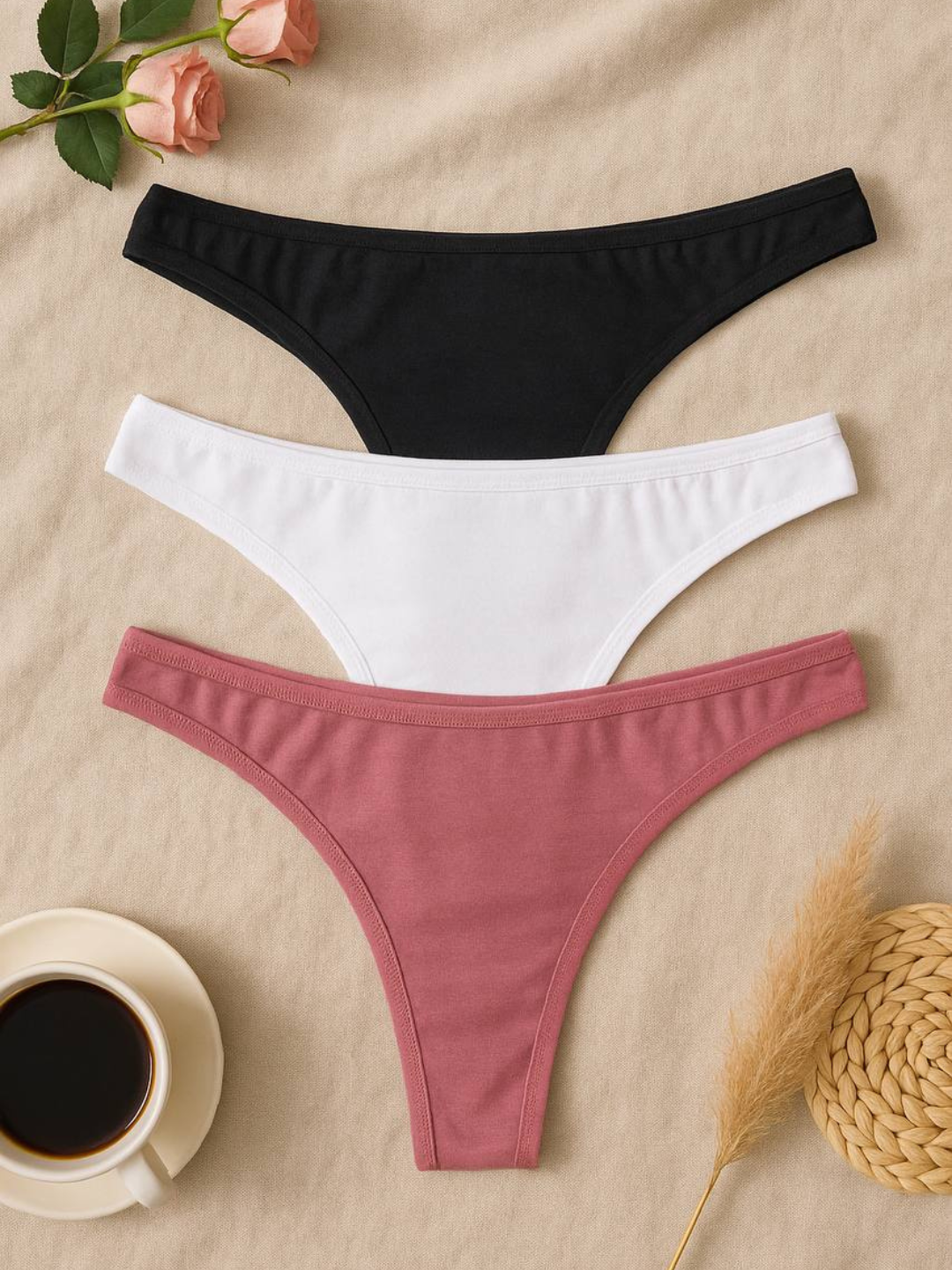 Трусы  1, комплект из 3 шт., размер m, розовый — фото 1