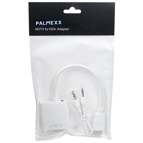 Кабель-адаптер PALMEXX HDMI-VGA с передачей звука, белый кабель адаптер palmexx hdmi vga с передачей звука черный