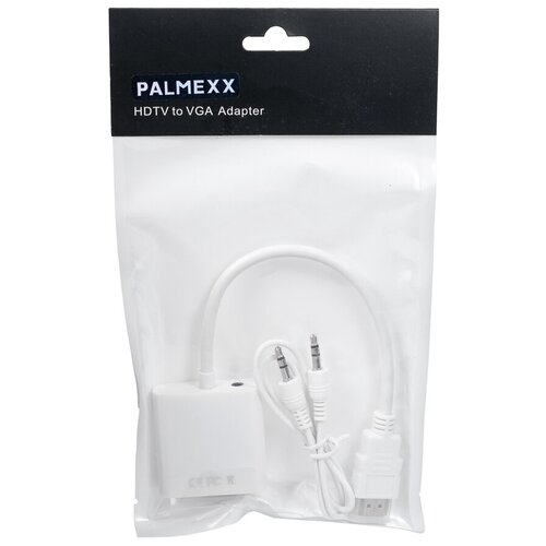 Кабель-адаптер PALMEXX HDMI-VGA с передачей звука, белый разделитель сигнала palmexx hdmi audio extractor ay78 вход hdmi 4096x2160 30hz выход hdmi spdif aux