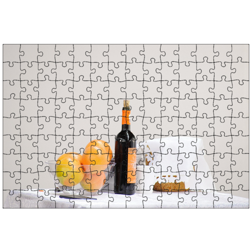 фото Магнитный пазл 27x18см."грейпфрут, вино, стол" на холодильник lotsprints