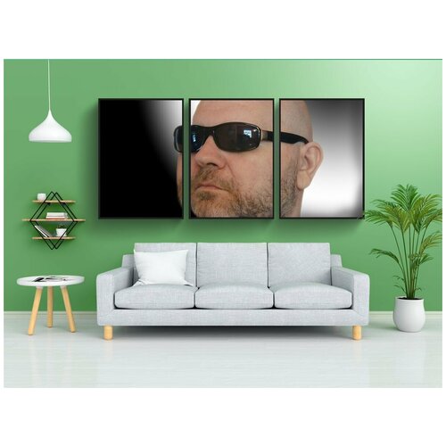 фото Набор модулных постеров для интерьера "лысая голова, человек, солнечные очки" 60x90 см. в тубусе, без рамки lotsprints