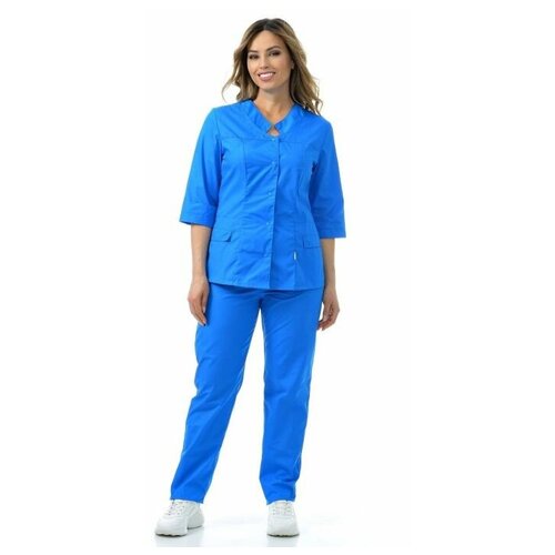 фото Костюм медицинский женский "милора" 113.1.42 (44, тиси люкс, цвет темно-голубой) medicalwear