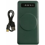 Внешний аккумулятор Yoliba с беспроводной зарядкой для телефона зеленый с датчиком заряда емкость 10 000 mAh - изображение