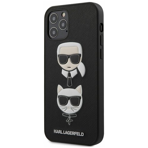 фото Чехол lagerfeld для iphone 12/12 pro (6.1) pu saffiano karl and choupette hard black karl lagerfeld