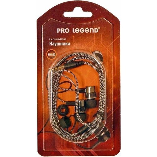 Наушники Pro Legend Sound PL5022 с микрофоном черные затычки, 6-23kHz, 102#3dB, 32Ом, шнур 1.2м