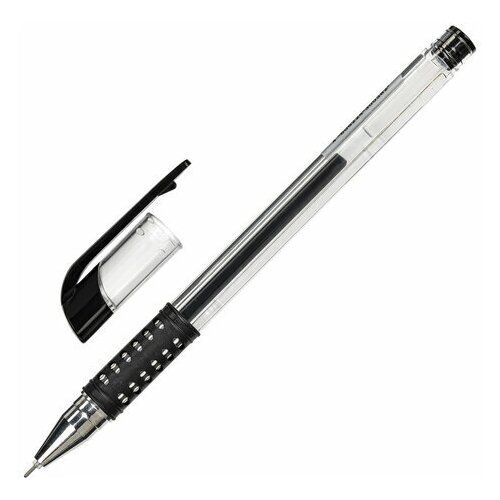 Ручка гелевая с грипом STAFF Basic Needle GP-679, черная, игольчатый узел 0,5 мм, линия письма 0,35 мм, 143679 143679