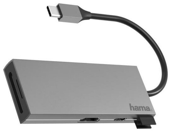 HAMA Разветвитель USB Type-C HAMA H-200110 USB Type-C 2 х USB 3.0 microSD SD серый