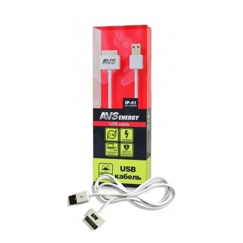 USB кабель AVS для iphone 4(1м) IP-41 кабель для ipod iphone ipad smartbuy 1м black ik 512ergbox