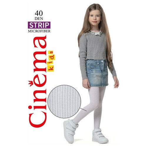 Детские колготки Cinema Strip 40 с узором «Полоски», Цвет белый, Размер 128-134