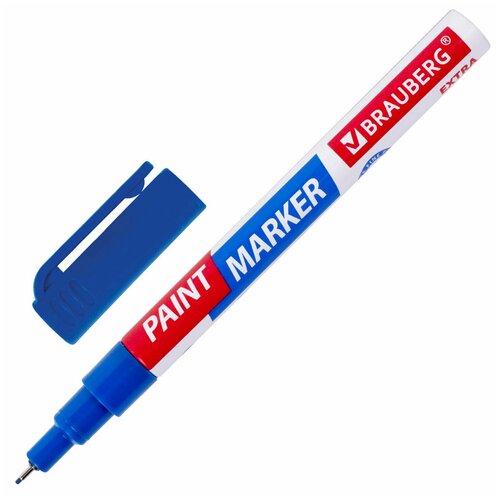 Маркер-краска лаковый EXTRA (paint marker) 1 мм, синий, усиленная нитро-основа, BRAUBERG, 151961 151961
