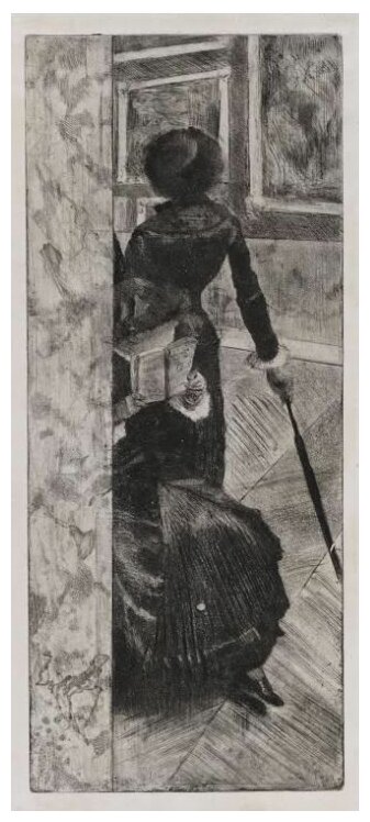 Репродукция на холсте Мари Кассат в Лувре (1879 - 1880) Дега Эдгар 30см. x 69см.