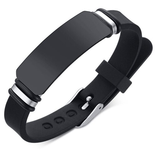 фото Браслет черный вставкой под гравировку kb057 mr. morgan