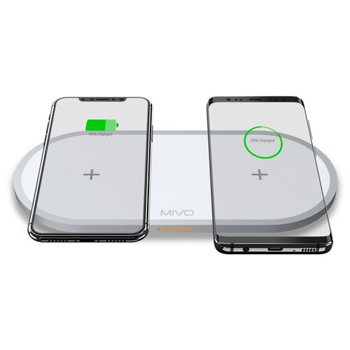 фото Беспроводная зарядная док-станция mivo mw-02, беспроводное зарядное устройство, быстрая зарядки, для iphone, android, airpods, наушников