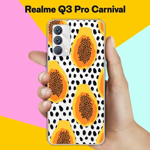 Силиконовый чехол на realme Q3 Pro Carnival Edition Оранжевый узор / для Реалми Ку 3 Про Карнивал чехол книжка mypads для realme gt master edition realme q3 pro carnival реалми gt master edition q3 pro carnival телячья кожа коричневый