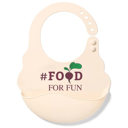 фото Babyono нагрудник силиконовый с регулируемой застежкой, food for fun