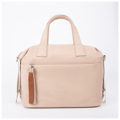 фото Саквояж, отдел на молнии, 2 наружных кармана, длинный ремень, цвет бежевый нет бренда