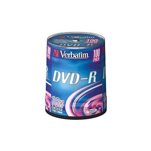 фото Диск dvd- r verbatim 4,7gb 16x cake box (100шт) 43549