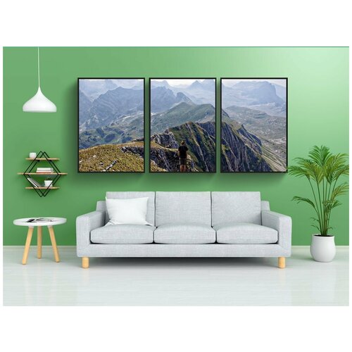 фото Набор модулных постеров для интерьера "горный хребет, горный пейзаж, диапазон" 60x90 см. в тубусе, без рамки lotsprints