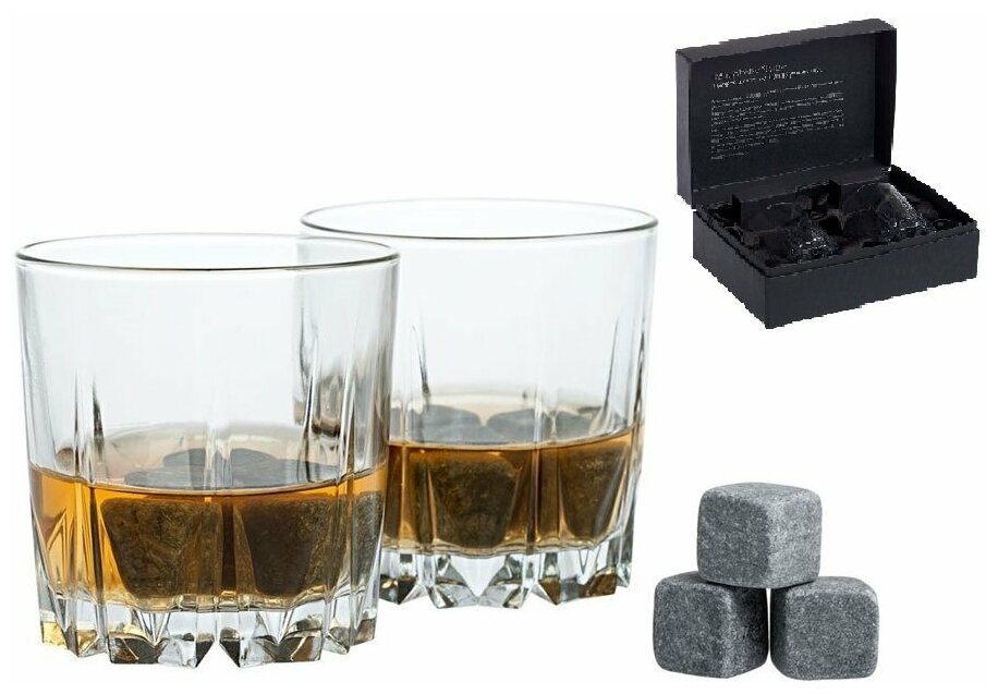 Подарки Набор из двух бокалов для виски "Whisky Style" с камнями для охлаждения (250 мл)