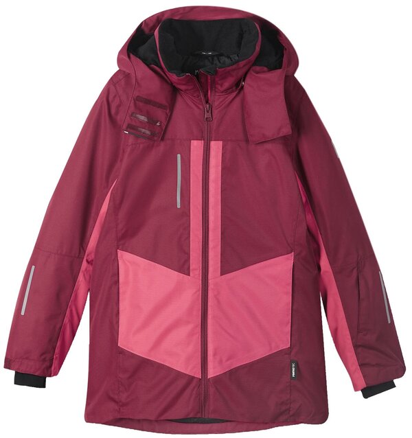 Горнолыжная куртка Reima для девочек, капюшон, карманы, светоотражающие элементы, съемный капюшон, утепленная, водонепроницаемая