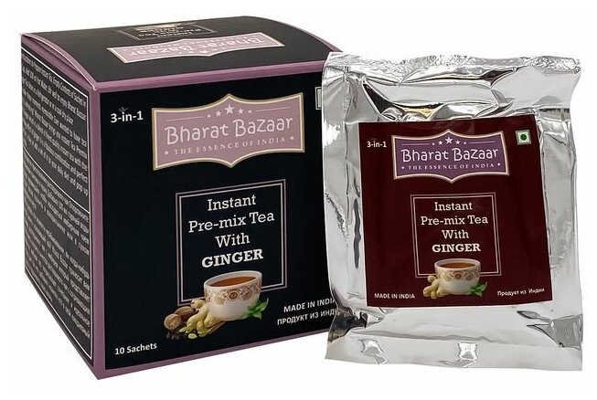 Чай с Имбирем "Премикс" 3в1 (ginger tea premix) Bharat Bazaar | Бхарат Базар 140г - фотография № 2