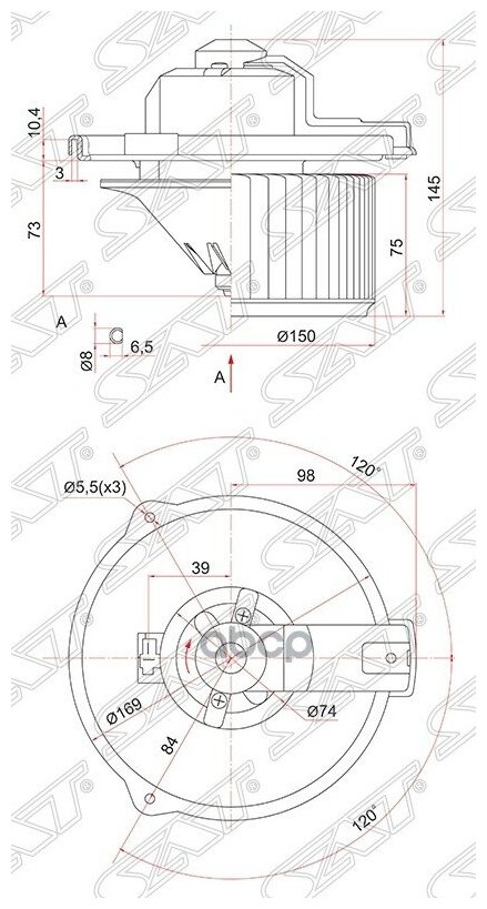 Мотор Отопителя Салона Toyota Avensis Azt25# 03-08/Corolla/Fielder #Ze12# 00-06/Corolla Verso #R1# 0 Sat арт. ST-87103-02080