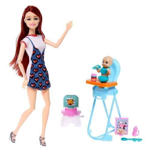Кукла модель шарнирная Анна с малышом и аксессуарами