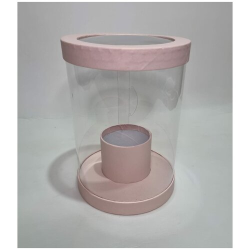 Коробка подарочная Коробка круглая прозрачная, с внутренним стаканом. Цвет розовый