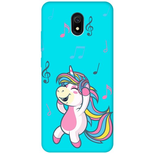 Матовый чехол Musical Unicorn для Xiaomi Redmi 8A / Сяоми Редми 8А с 3D эффектом бирюзовый матовый чехол sad cat для xiaomi redmi 8a сяоми редми 8а с 3d эффектом бирюзовый