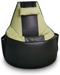 MyPuff кресло-мешок игровое кресло Геймер, размер ХXXХL, экокожа, черно-салатовое