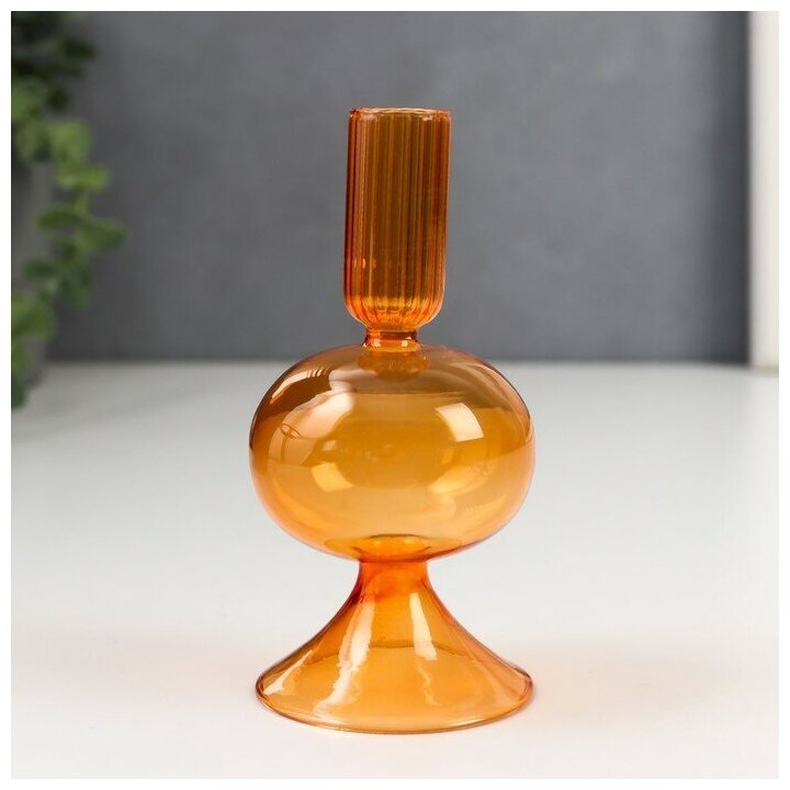 Подсвечник стекло на 1 свечу "Сомма" прозрачный оранж 15х7х7 см 7330980