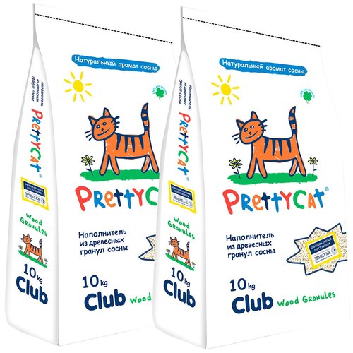 PRETTY CAT WOOD GRANULES наполнитель древесный для туалета кошек (10 + 10 кг) pretty cat wood granules наполнитель древесный для туалета кошек 20 20 кг