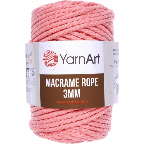 Пряжа YarnArt Macrame Rope 3mm персик (767), 60%хлопок/ 40%вискоза/полиэстер, 63м, 250г, 5шт