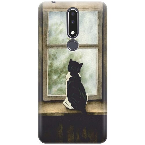 фото Re:paчехол - накладка artcolor для nokia 3.1 plus с принтом "кот у окна"