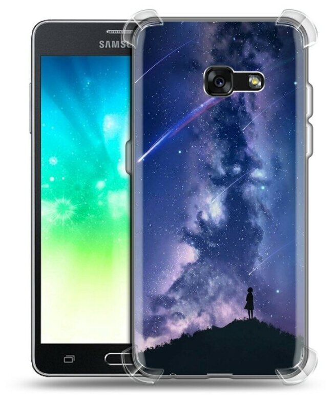 Дизайнерский силиконовый с усиленными углами чехол для Самсунг Галакси А3 (2017) / Samsung Galaxy A3 (2017) Галактика