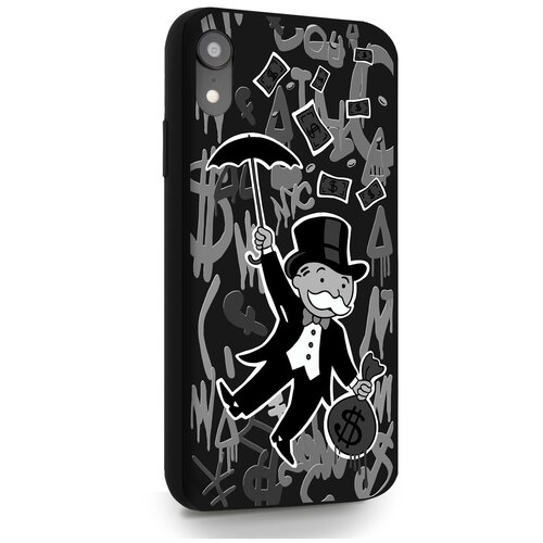 Черный силиконовый чехол MustHaveCase для iPhone XR Monopoly Black Edition Монополия для Айфон 10R Противоударный