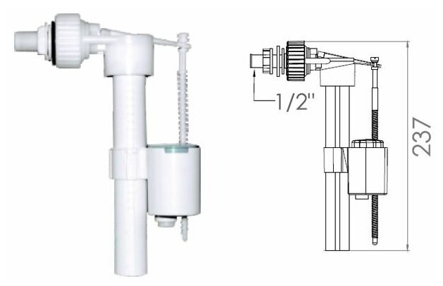 Поплавочный клапан боковой подачи воды 1/2 пл. резьба AV Engineering (AVE129704)