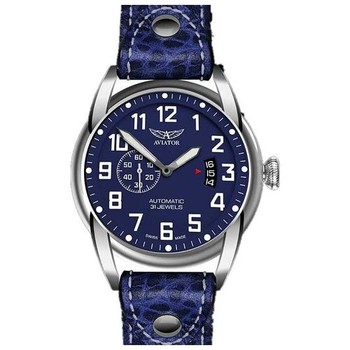 Наручные часы Aviator Aviator V.3.18.0.191.4, серебряный, синий наручные часы aviator v 3 31 5 227 4