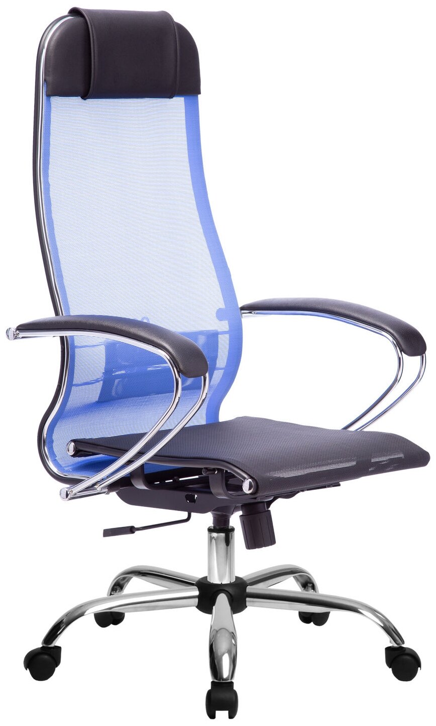 Офисное/компьютерное кресло Метта Комплект 4 101/003 на хромированом пятилучии, обивка текстиль, цвет васильковый
