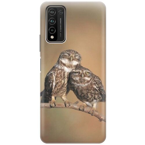 фото Ультратонкий силиконовый чехол-накладка для honor 10x lite с принтом "пара совушек" gosso