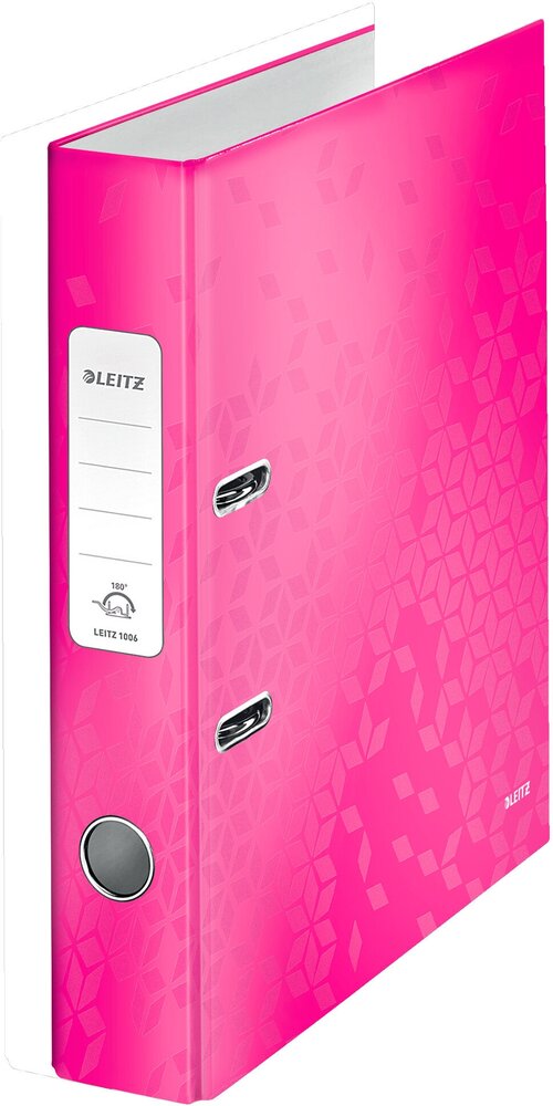 Папка-регистратор Leitz WOW 10060023 A4 52мм лам. карт. розовый без. окант. вместимость 350 листов накл. на кор.