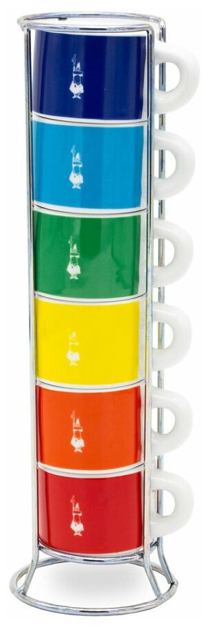 Набор из 6 чашек для эспрессо Bialetti Multicolor со стойкой TAZZ110