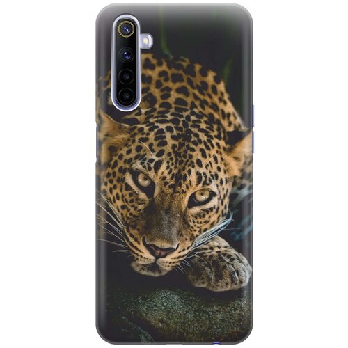 фото Ультратонкий силиконовый чехол-накладка для realme 6 с принтом "загадочный леопард" gosso