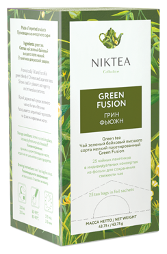 Чай зеленый Niktea Green Fusion / Грин Фьюжн в пакетиках, 25п х 1,75г - фотография № 5