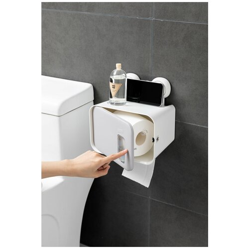 Держатель туалетной бумаги с полкой для телефона ванной комнаты и кухни Taili / эко / биоразлагаемый материал / напольный / настенный