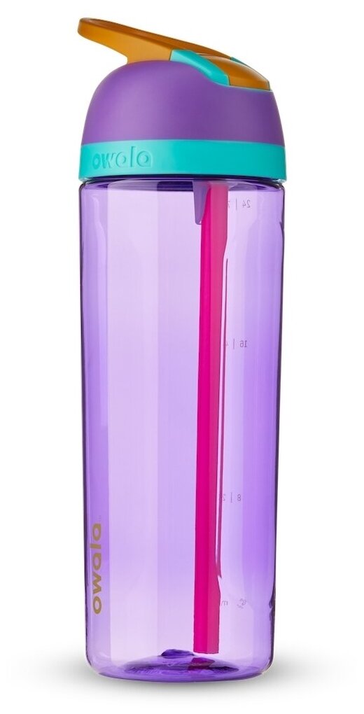 Спортивная бутылка для воды с трубочкой OWALA Flip Tritan с защитой от случайного вскрытия, 739мл, фиолетовый